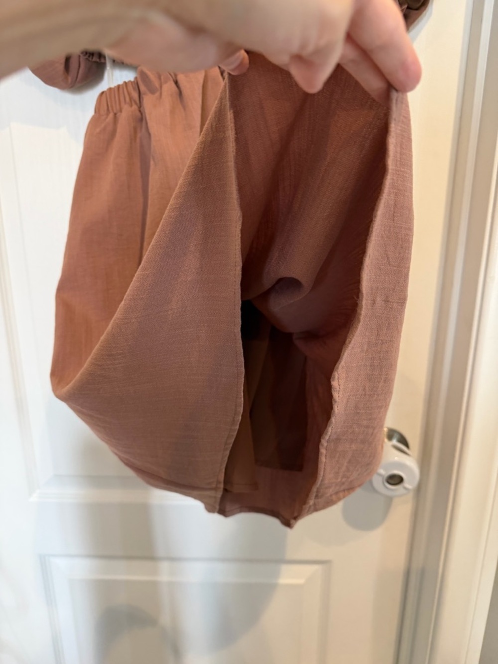 NWT Boho Puff-Sleeve Cutout Mini Dress in Dusty Rose - Picture 7 of 7
